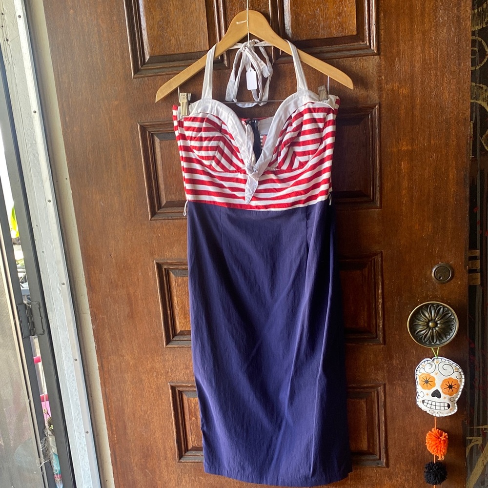 Pinup Couture Red and White Striped Wrap Top